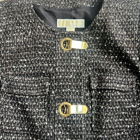 Michael Michael Kors Tweed Cropped Latch Closure Blazer‎ Jacket Women’s Size S - Picture 1 of 11